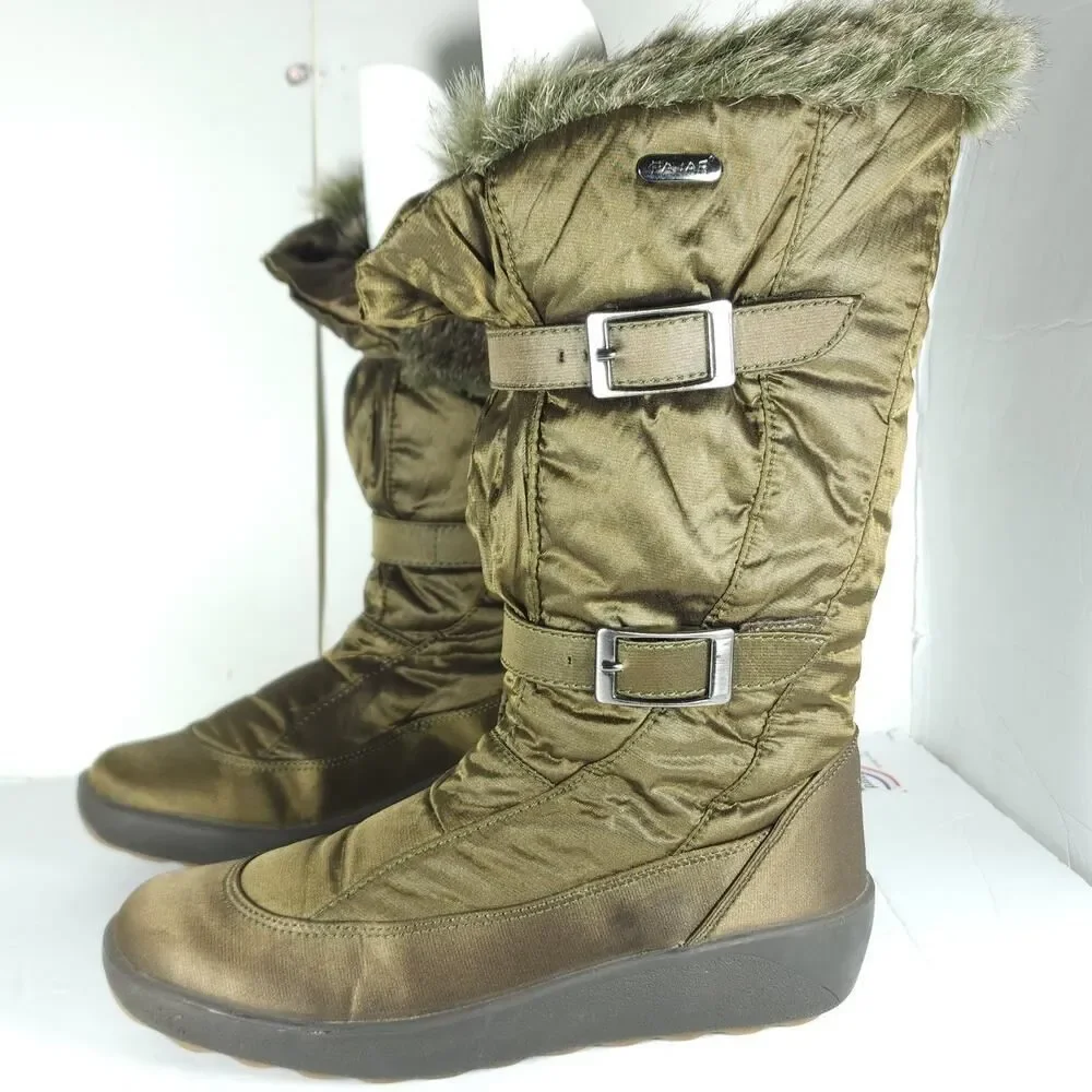 Pajar Canada Women's US9,5 EU40 Bronze brown Faux Fur Wedge Winter Boots